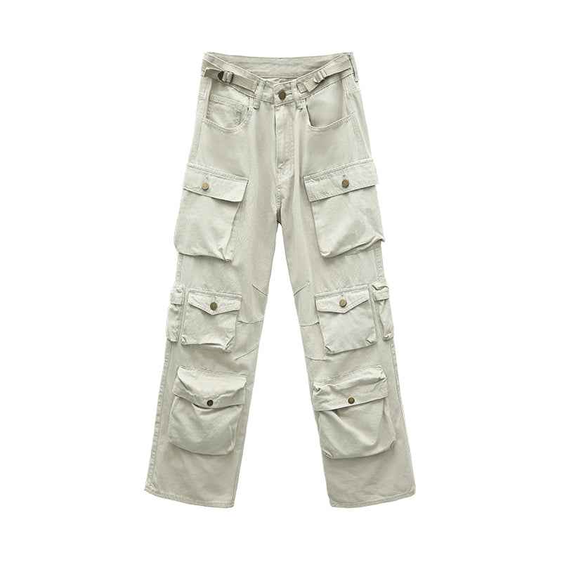 Women's Multi Pocket Vintage Wide Leg Loose Pants MuddyStock
