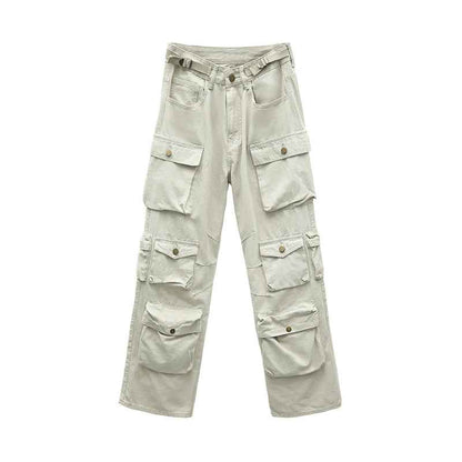 Women's Multi Pocket Vintage Wide Leg Loose Pants MuddyStock
