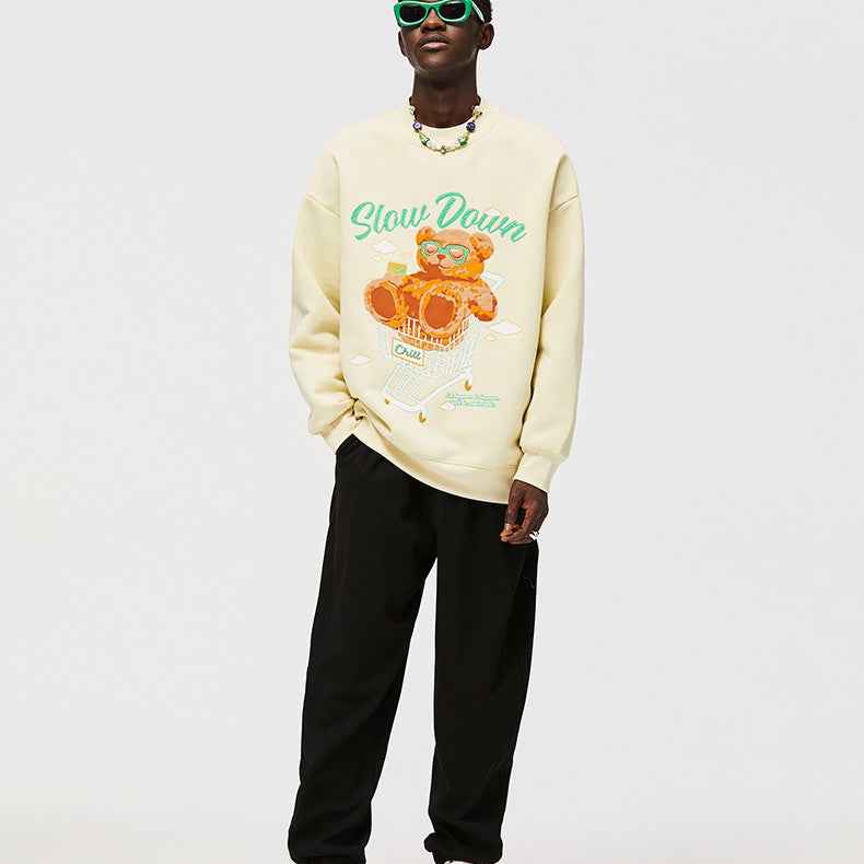 Polar Fleece Suede Foam Bear Round Neck Sweater For Men MuddyStock