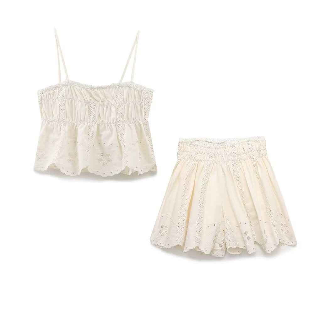 Women's camisole top+ shorts set | MuddyStock Originals Apricot colored set
