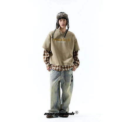 Plaid Splicing Fake Two-Piece Loose Hoodie For Men And Women| MuddyStock Originals MuddyStock