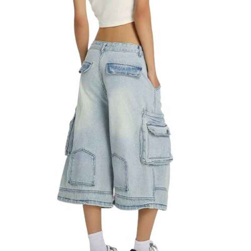 Washed Distressed Wide-Leg Denim Shorts For Women | MuddyStock Originals