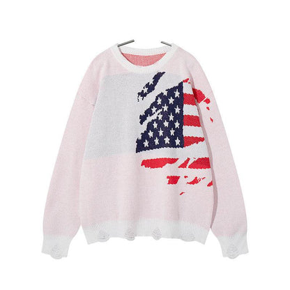 Jacquard Loose Hole Round Neck Long Sleeve Sweatshirt For Men And Women | MuddyStock Originals MuddyStock