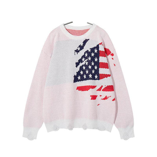 Jacquard Loose Hole Round Neck Long Sleeve Sweatshirt For Men And Women | MuddyStock Originals MuddyStock