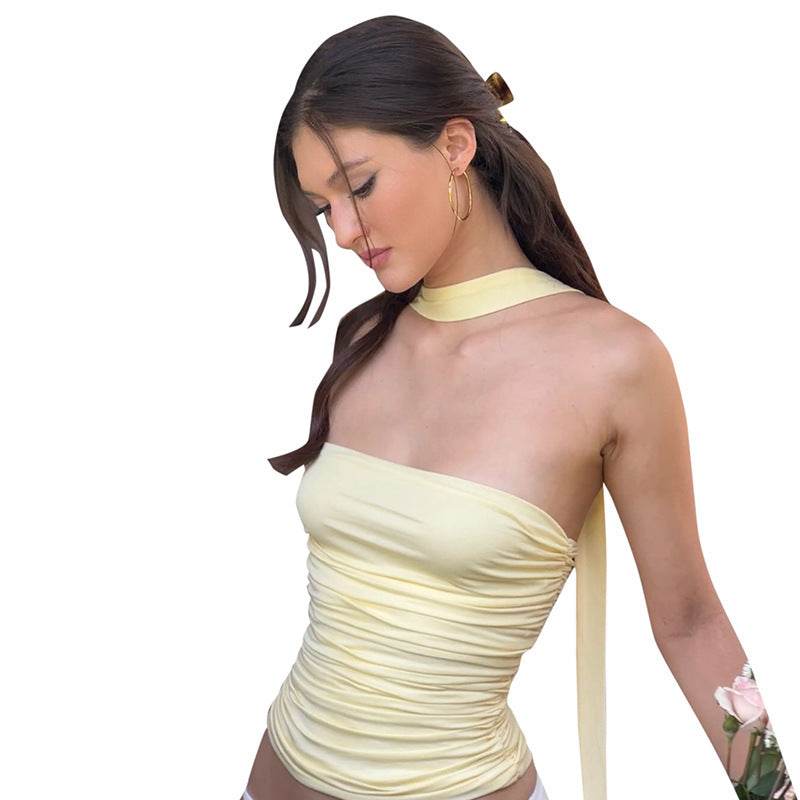 Women's Halter Ribbon Tube Top Vest MuddyStock