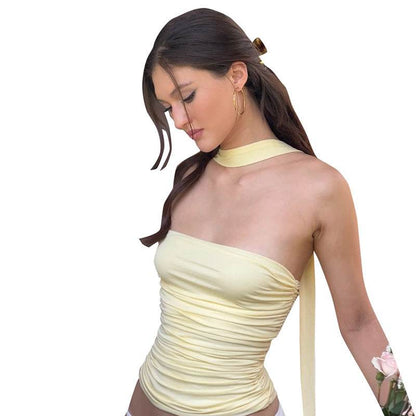 Women's Halter Ribbon Tube Top Vest MuddyStock