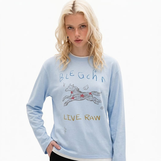 Cartoon Print Long Sleeve Casual T-Shirt For Women | MuddyStock Originals