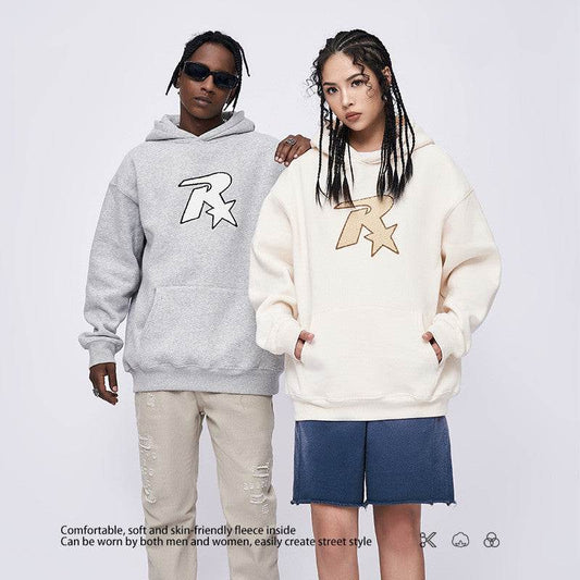 Star Embroidered Hooded Sweater For Both Men And Women MuddyStock