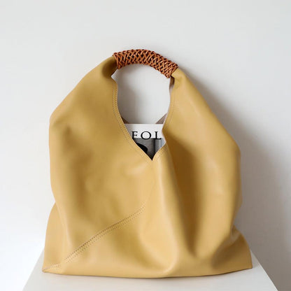 Spliced woven shoulder bag for women | MuddyStock Originals Ceylon Yellow