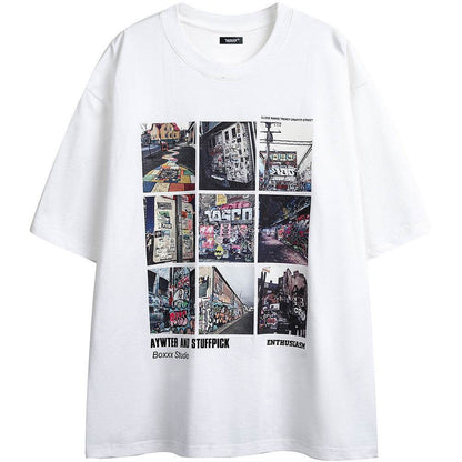 City Landscape Printed Short-sleeved T-shirt For Women White MuddyStock