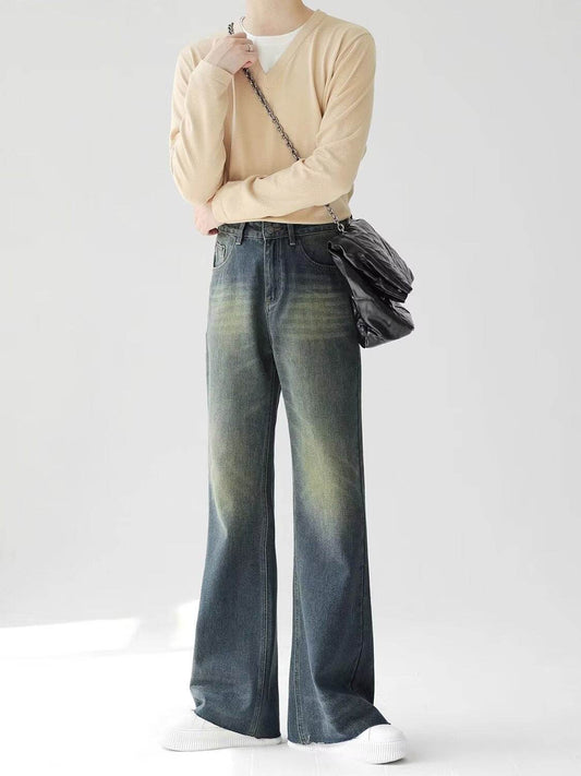 Vintage washed distressed flared jeans for men | MuddyStock Originals Blue MuddyStock