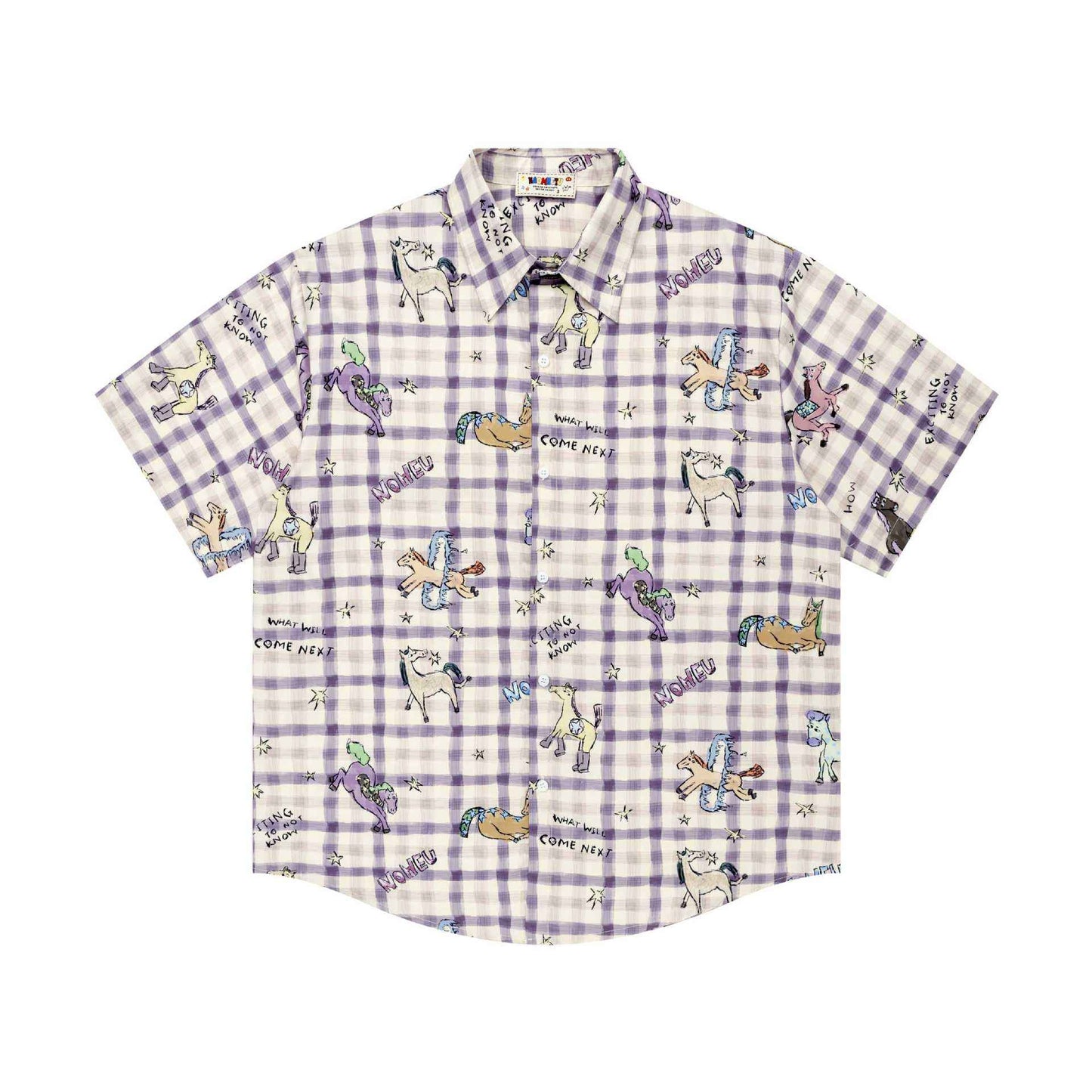Hand drawn pony print short sleeved shirt for men | MuddyStock Originals