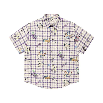Hand drawn pony print short sleeved shirt for men | MuddyStock Originals