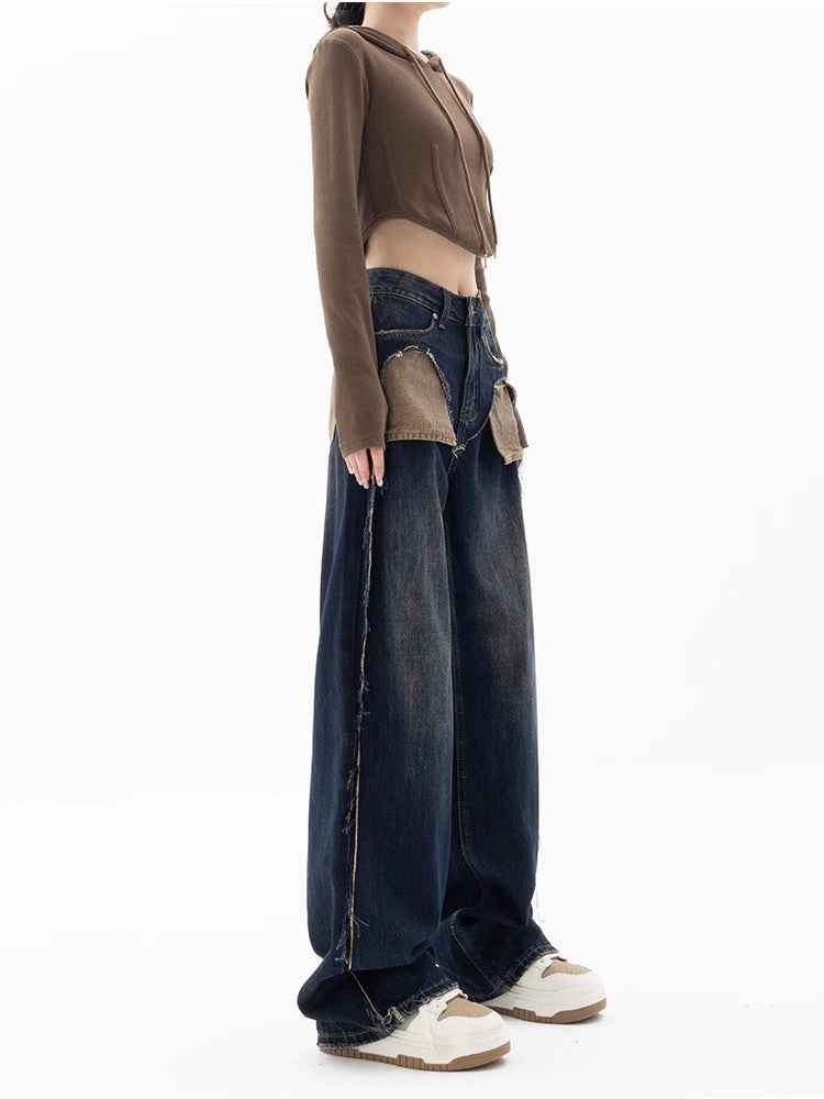 New Niche Design Contrast Color Jeans For Women MuddyStock