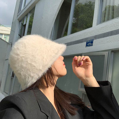 Women's warm hat autumn and winter White M MuddyStock