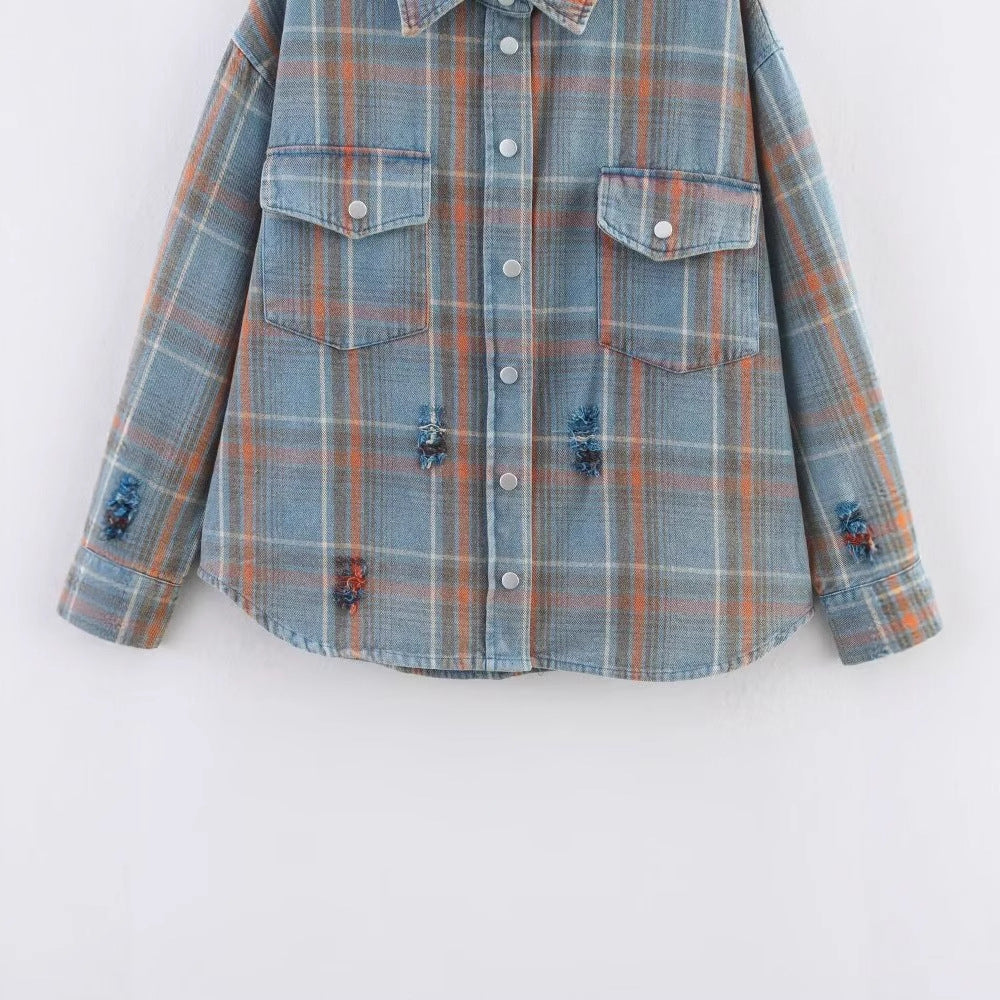 Casual collar long sleeved checkered pocket shirt for men and women | MuddyStock Originals MuddyStock