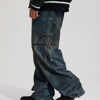 Retro Street Baggy Straight Pants For Men All Products
