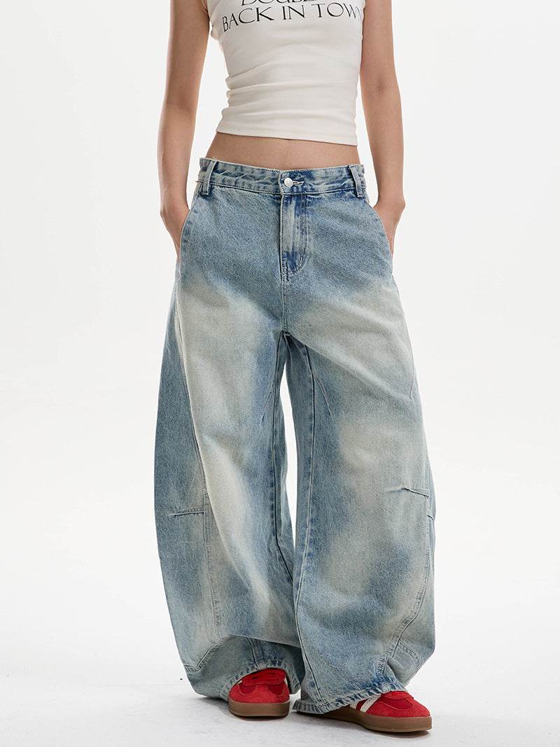 Washed Distressed Machete Jeans For Women Blue MuddyStock