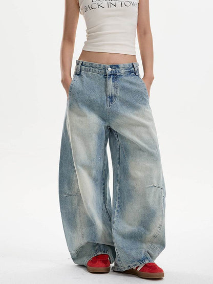 Washed Distressed Machete Jeans For Women Blue MuddyStock