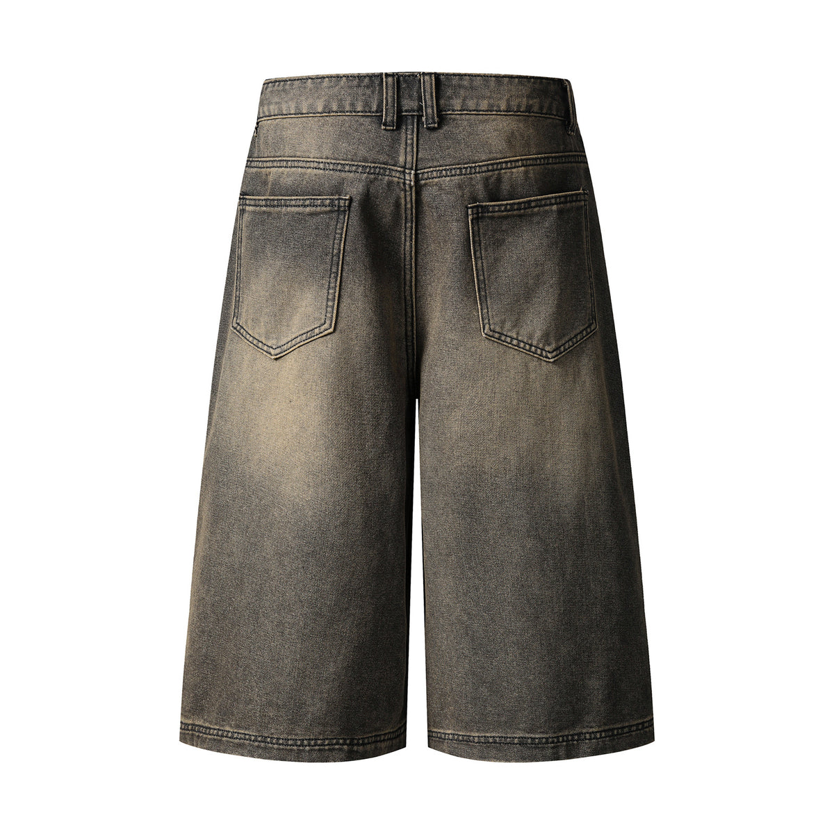 Washed Spliced Frayed Cuffed Jeans Unisex Cool Loose Casual Personality Trendy Shorts