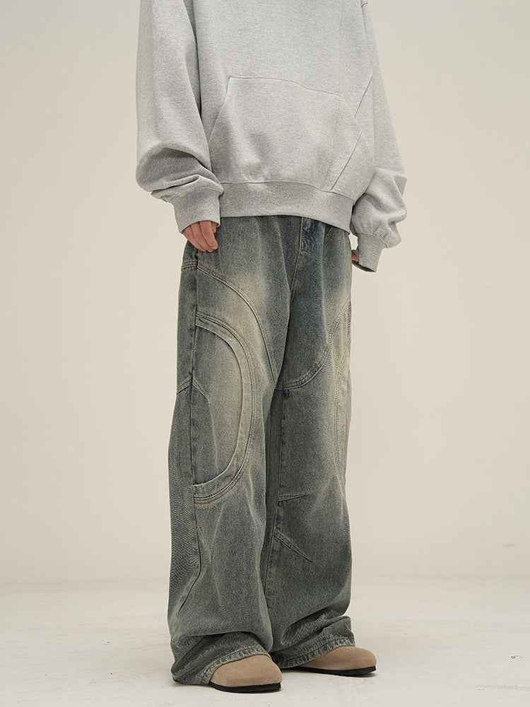 Deconstructed Straight Leg Jeans Man