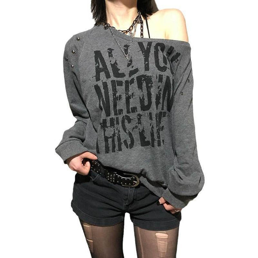 Loose Off-Shoulder Long Sleeve Top For Women | MuddyStock Originals MuddyStock