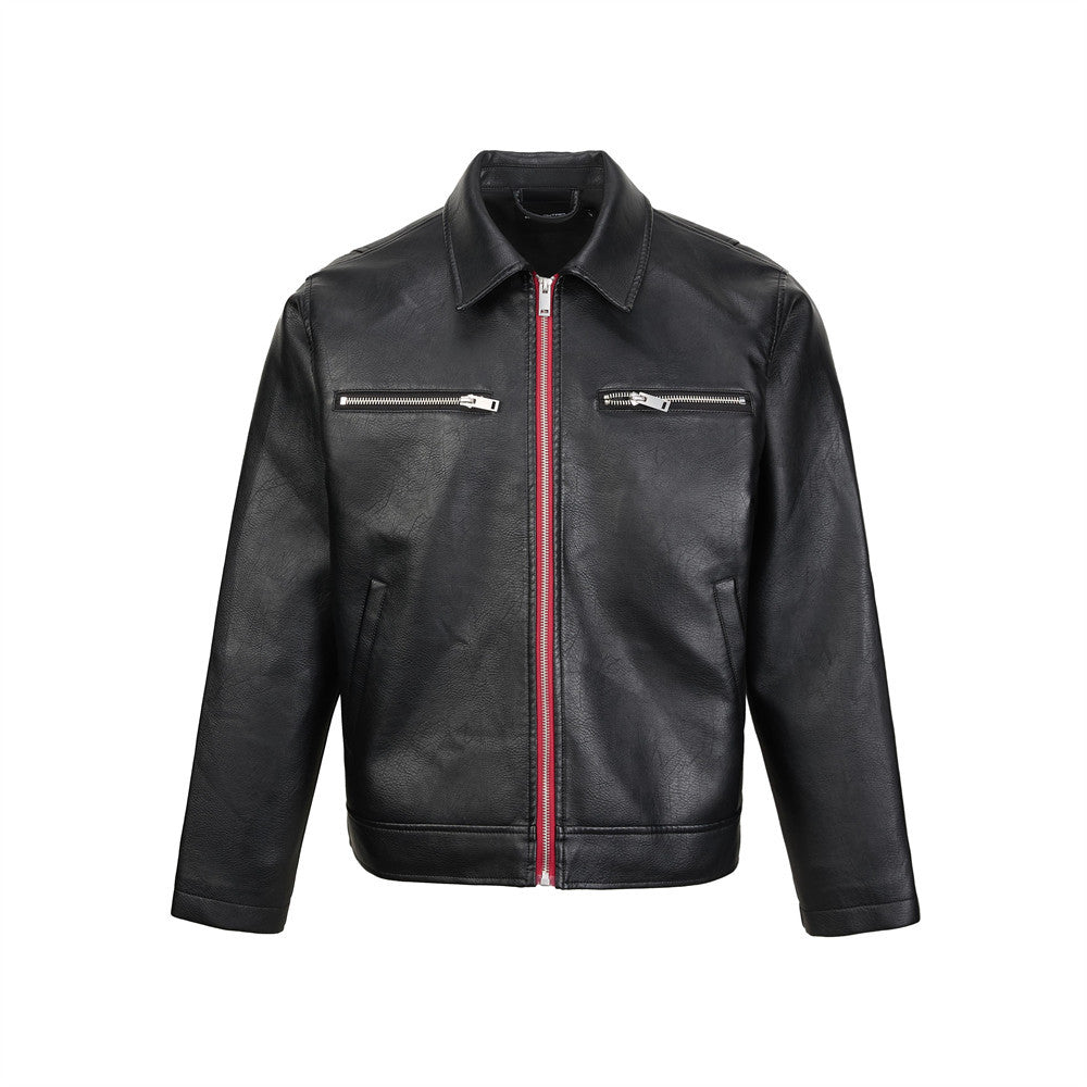Collar PU leather jacket for men | MuddyStock Originals