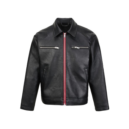 Collar PU leather jacket for men | MuddyStock Originals