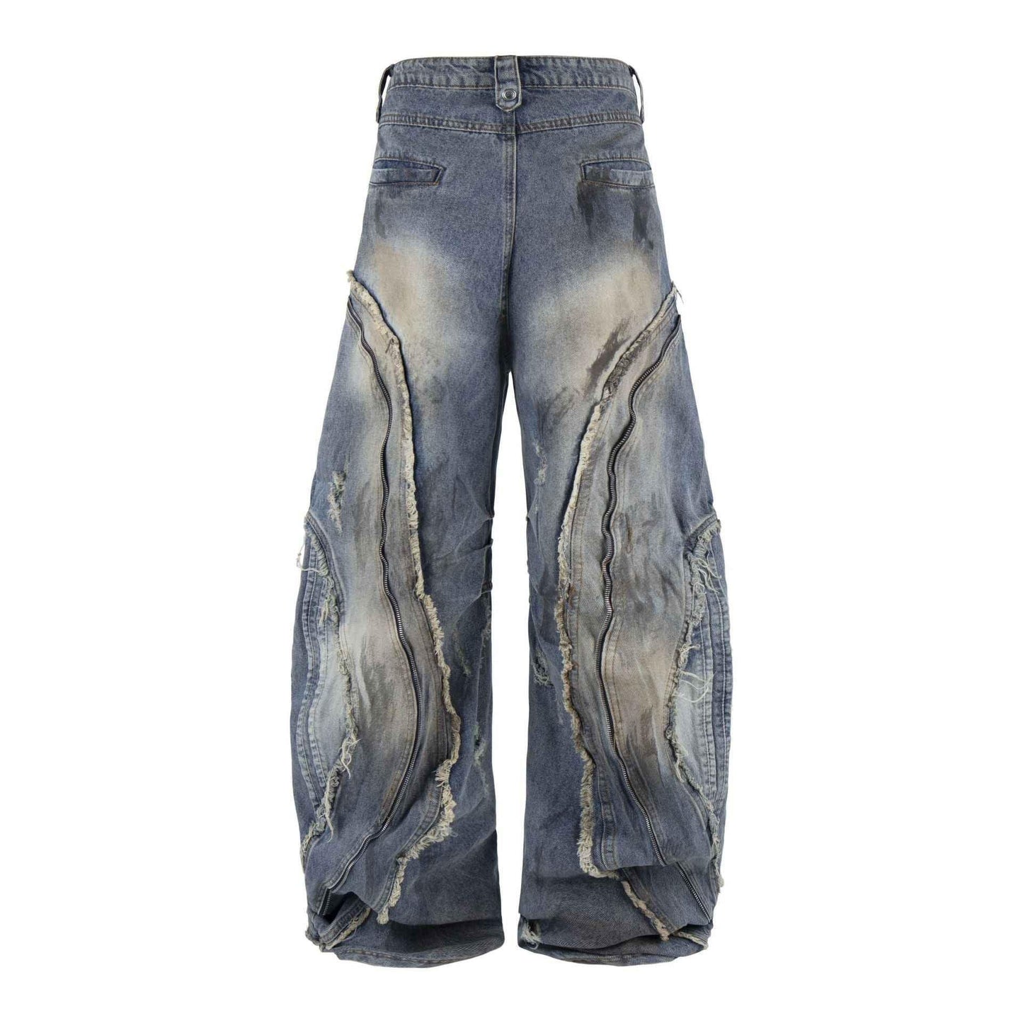 Deconstructing frayed washed loose jeans for men and women | MuddyStock Originals