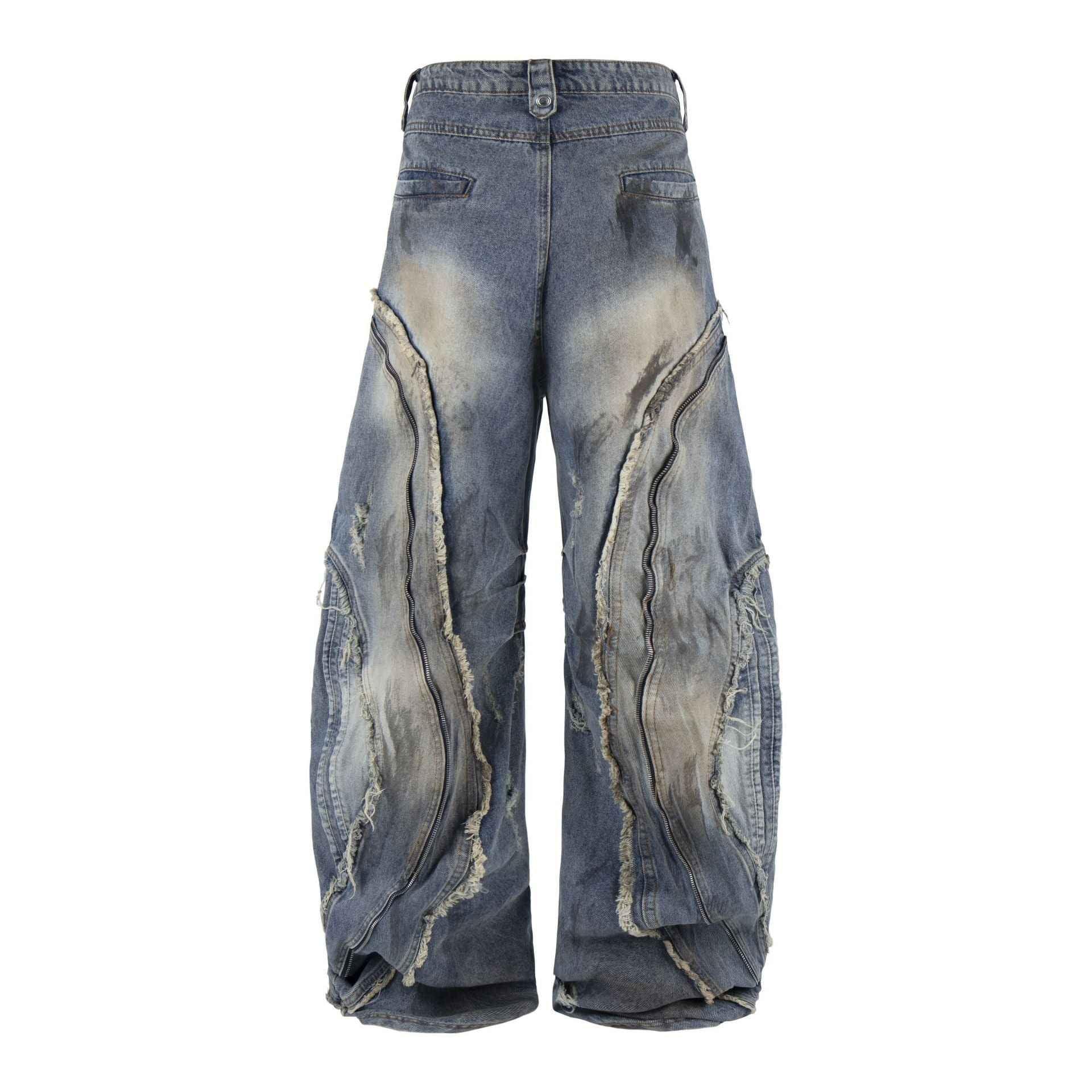 Deconstructing frayed washed loose jeans for men and women | MuddyStock Originals