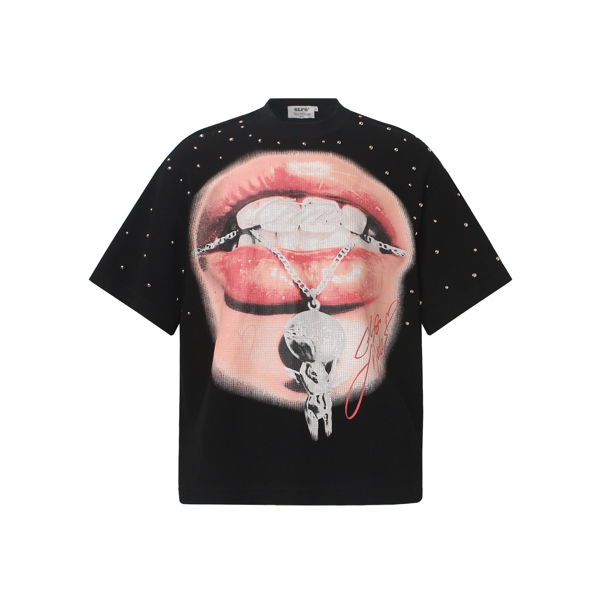 Red lip diamond print short sleeved t-shirt for men and women | MuddyStock Originals