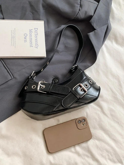 PU Leather Buckle Shoulder Bag | MuddyStock Originals