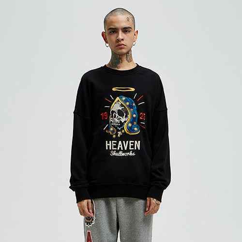 Retro motorcycle skeleton gangster high street sweater For Men MuddyStock