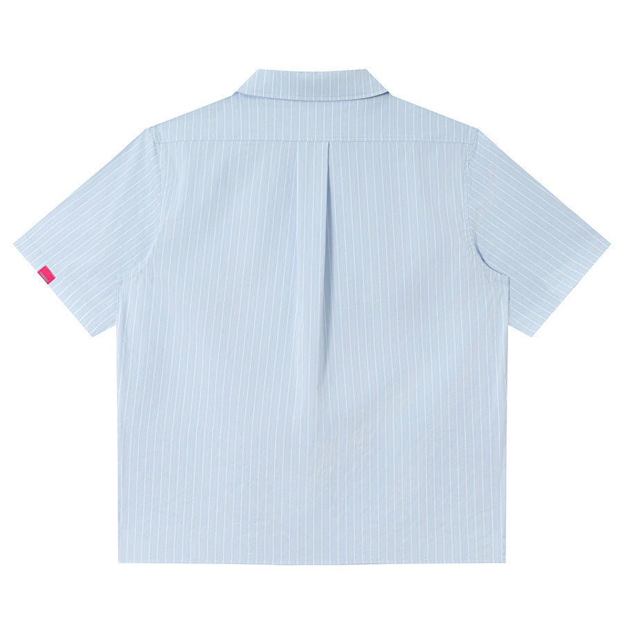 Graffiti printed striped short sleeved shirt for men and women | MuddyStock Originals
