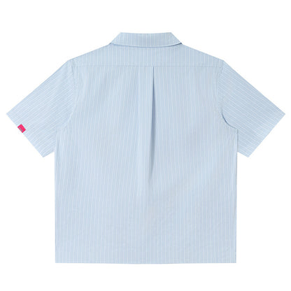 Graffiti printed striped short sleeved shirt for men and women | MuddyStock Originals