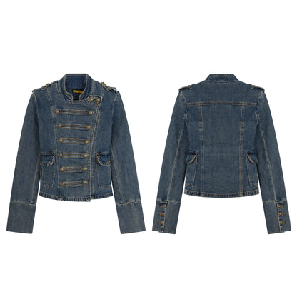 American-Style Retro Court-Style Waist-Cinching Denim Jacket For Women All Products