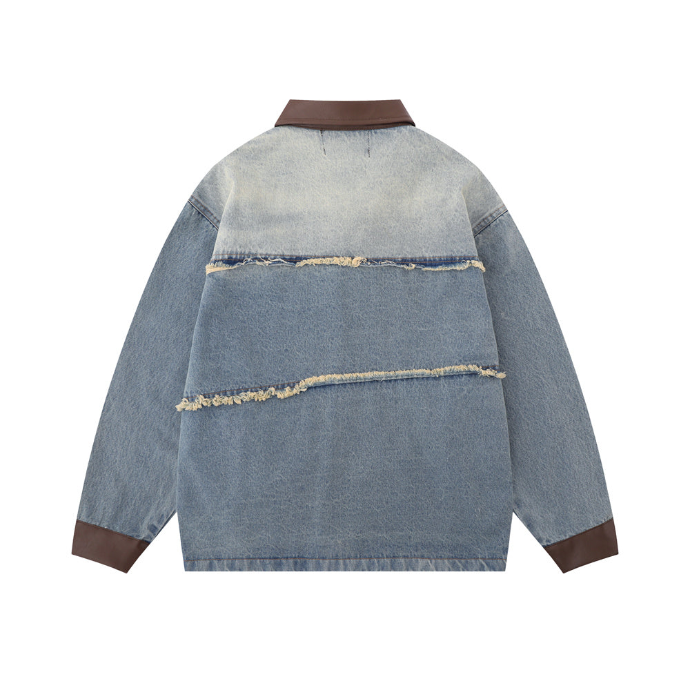 Loose Washed And Worn Jacket For Men MuddyStock null