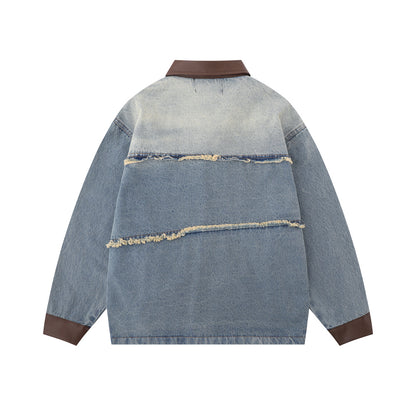 Loose Washed And Worn Jacket For Men MuddyStock null