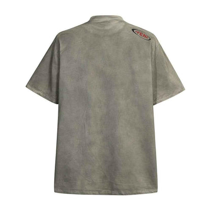 Waste Soil Letter Printing Dirty T-shirt For Men null