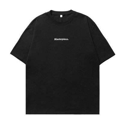 Letter printed loose round neck T-shirt | MuddyStock Originals Black MuddyStock
