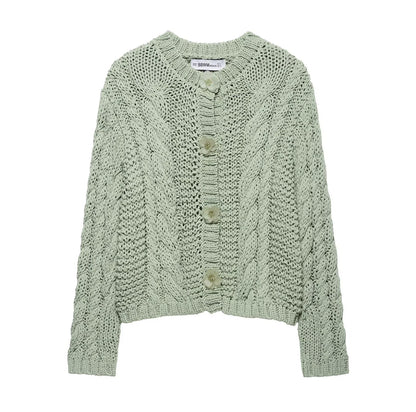 Flower breasted knitted seater top for women | MuddyStock Originals Bean green