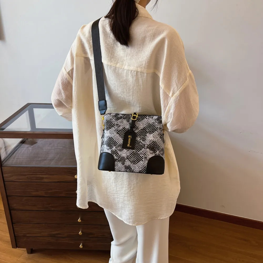 PU Leather Snakeskin Print Crossbody Bag For Women
