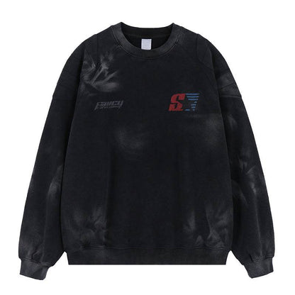 Men's Racing Print Crew Neck Sweatshirt | MuddyStock Originals Black MuddyStock