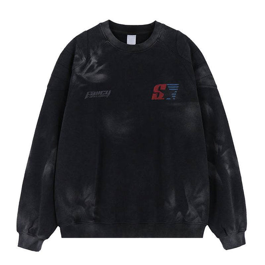 Men's Racing Print Crew Neck Sweatshirt | MuddyStock Originals Black MuddyStock