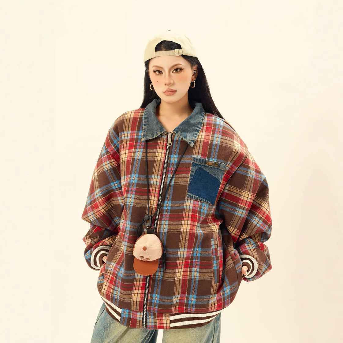 Plaid patchwork jacket for women | MuddyStock Originals MuddyStock