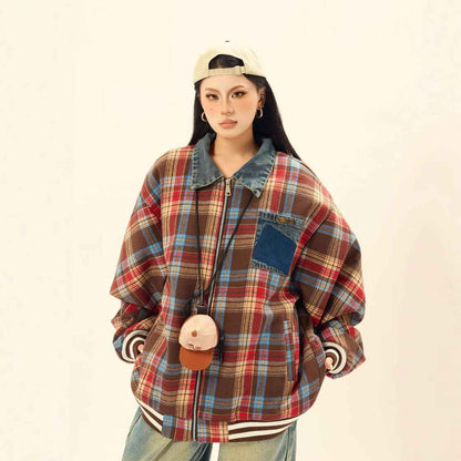 Plaid patchwork jacket for women | MuddyStock Originals MuddyStock