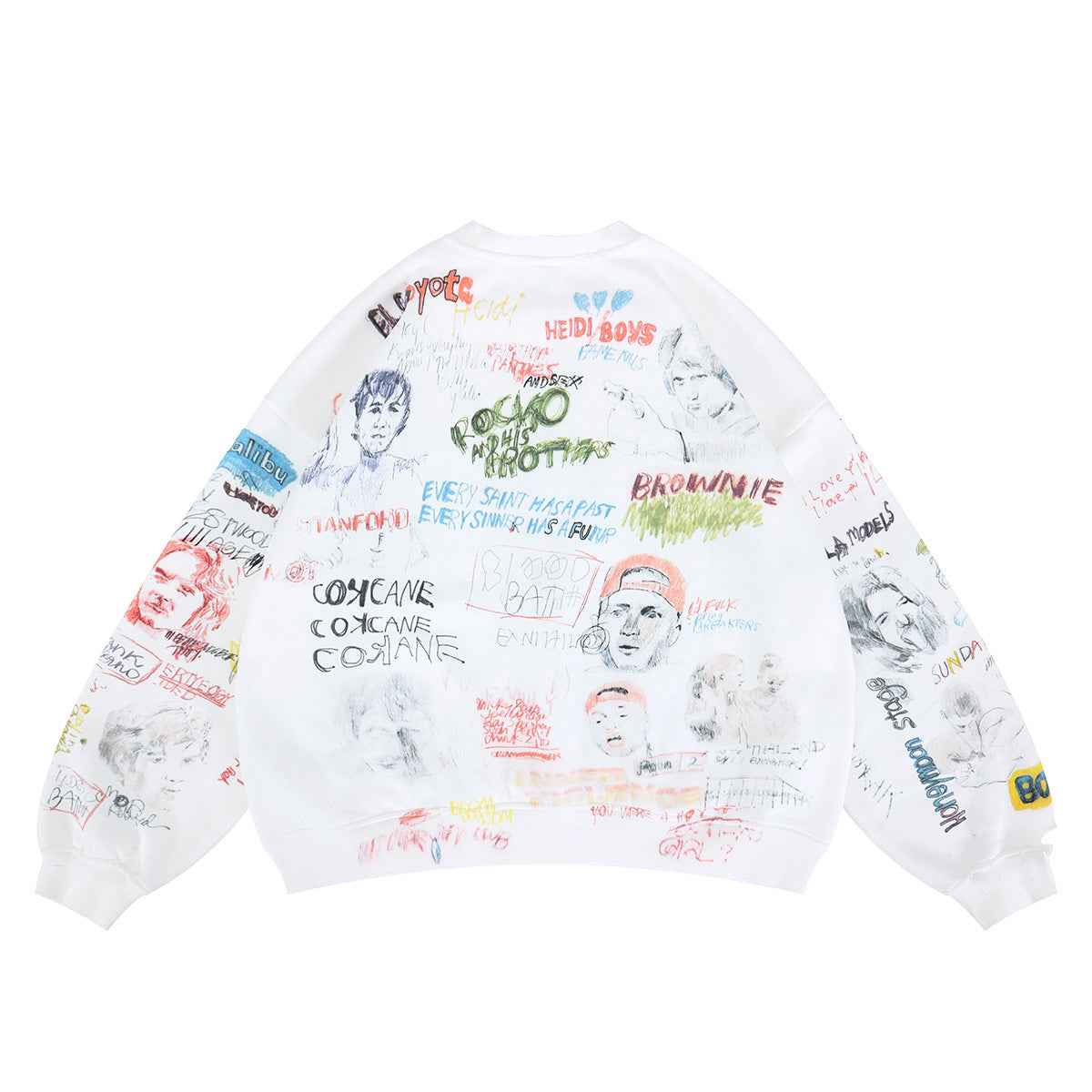Full Print Graffiti Hip-Hop Fleece Lined Crewneck Sweatshirt For Men | MuddyStock Originals