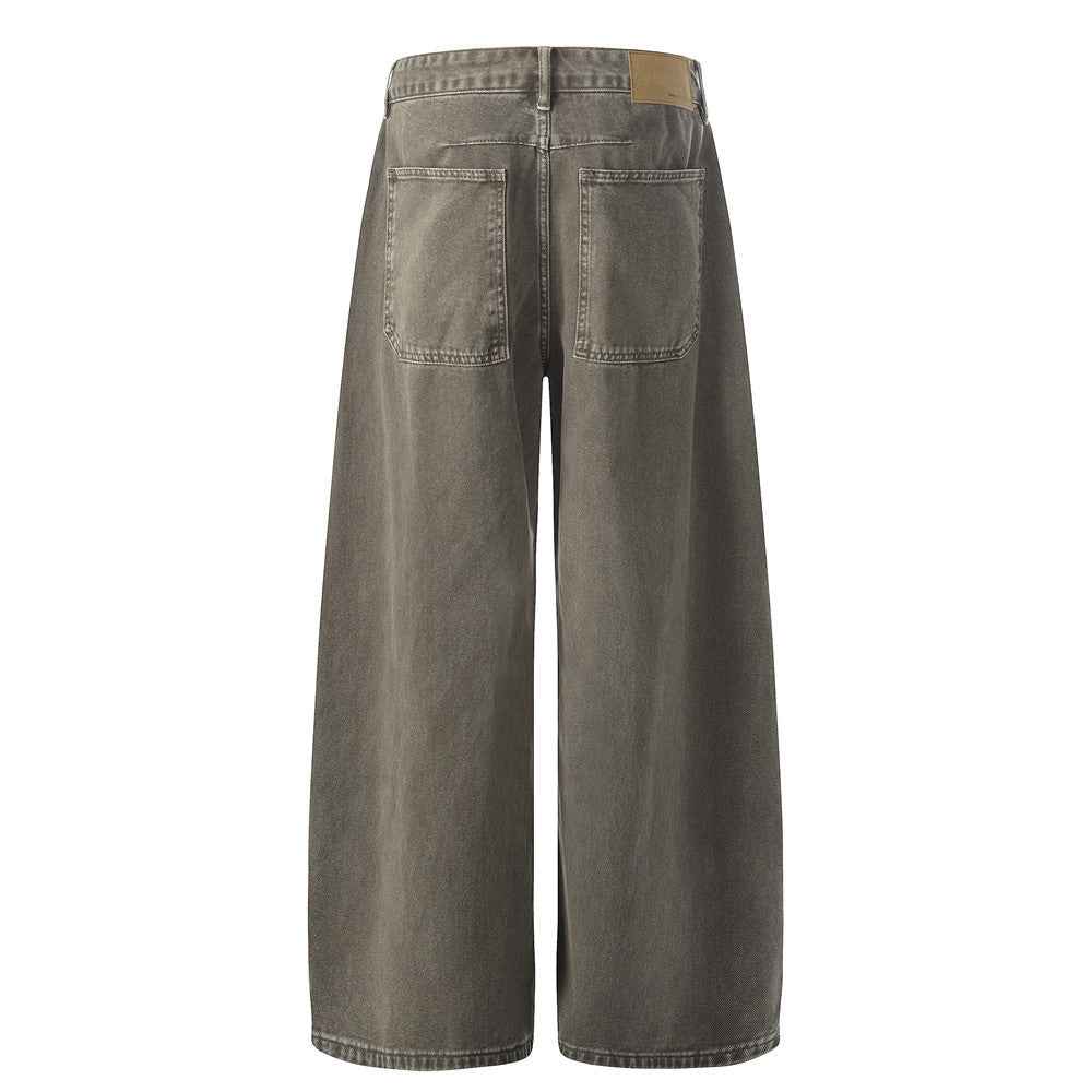 Loose wide leg washed distressed jeans for men | MuddyStock Originals