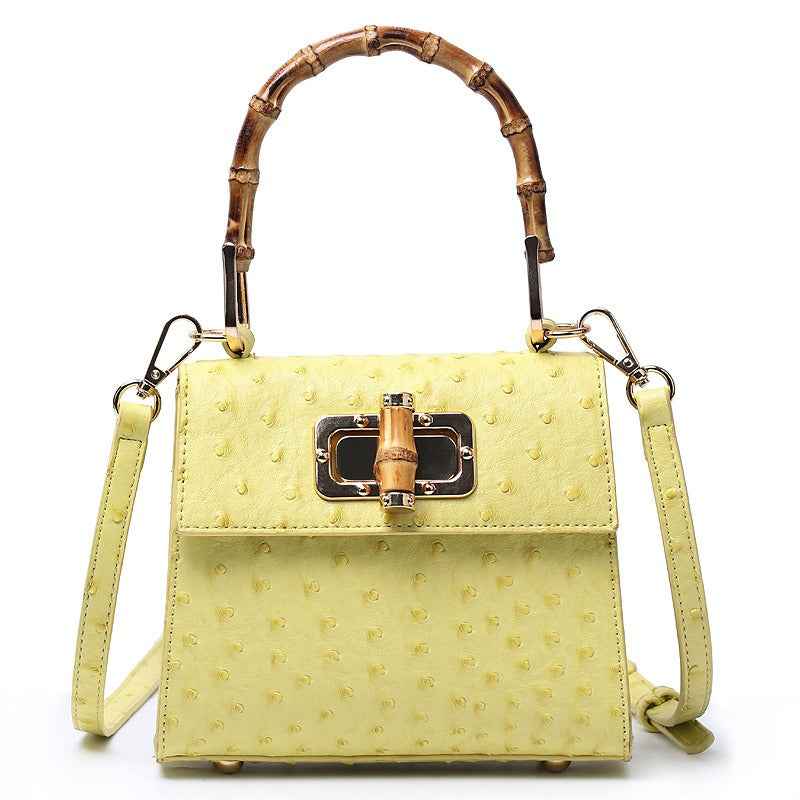 Buckle ostrich pattern women's bag yellow eprolo