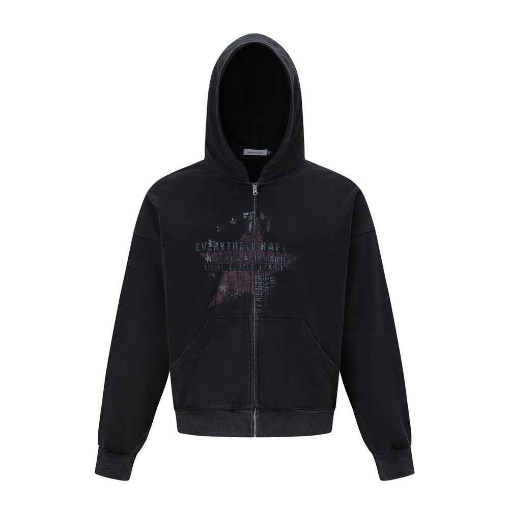 Five pointed star printed loose hoodie for men | MuddyStock Originals